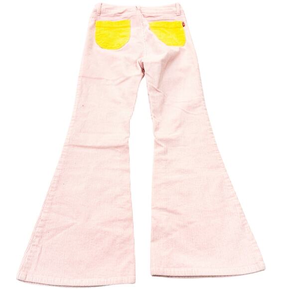 Hammies Vintage Color Block Pink Flare Leg Bell Bottom Corduroy Jeans Size 30 - Picture 3 of 8